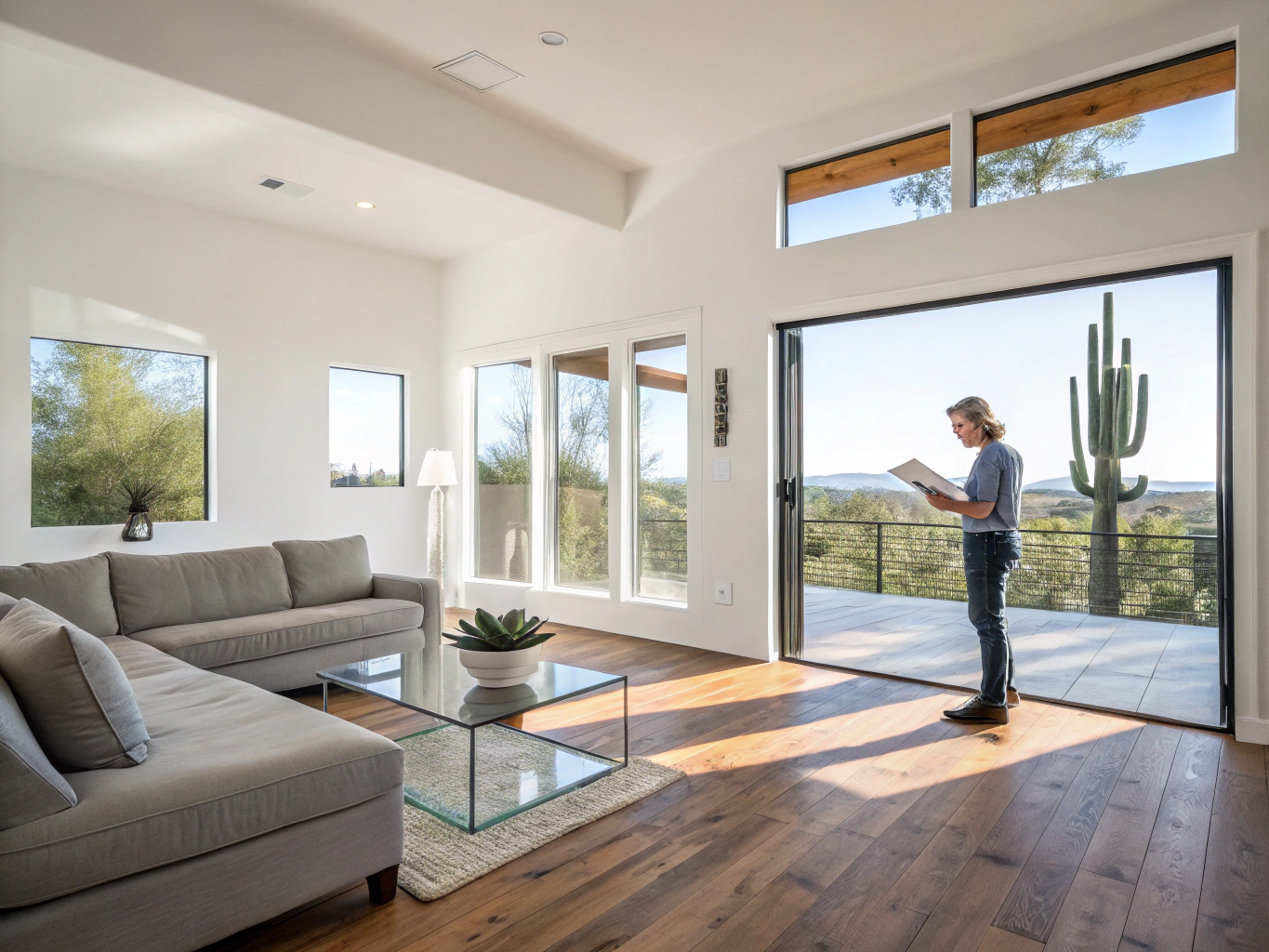 Completed residential reconstruction featuring open-concept framing, fresh drywall, and warm hardwood flooring in Maryland
